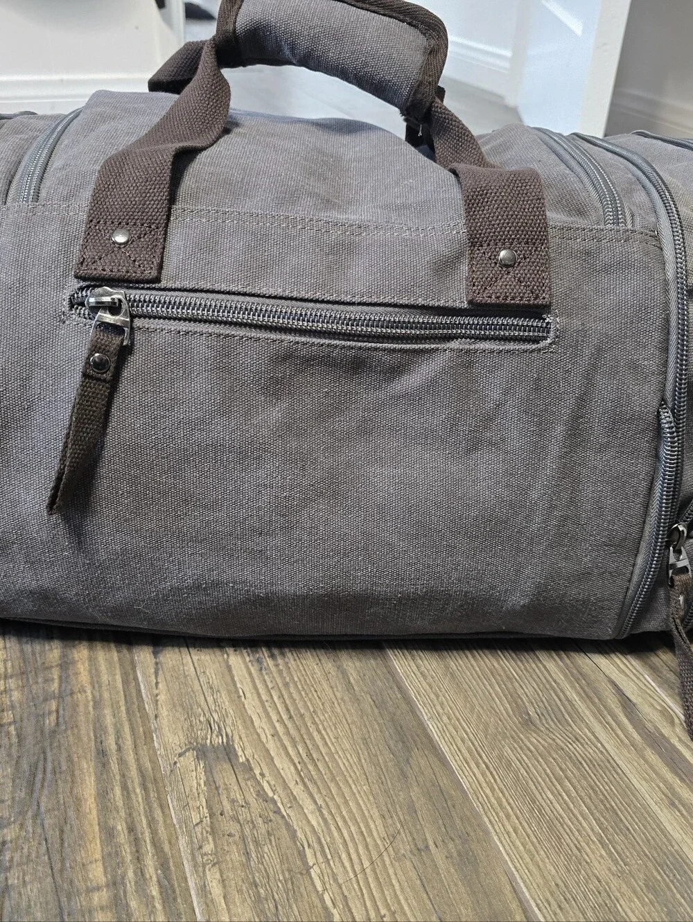 XLarge Canvas Travel Duffle Bag - Gray Women/Mens